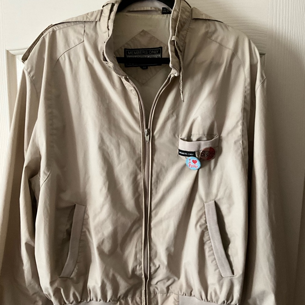 Vintage Members Only Men's Light Tan Windbreaker